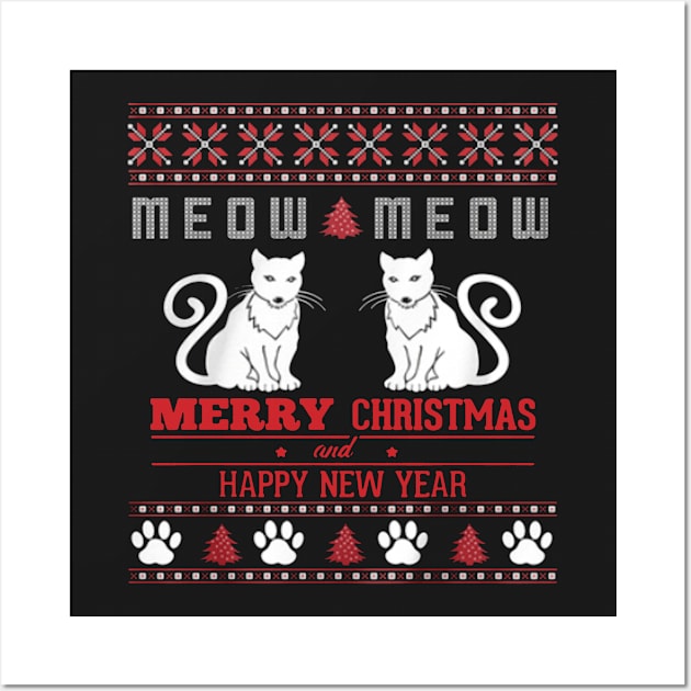 Meow Meow Cat Ugly Christmas Wall Art by dustinbrand29